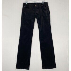 7 For All Mankind Size 31 Black Velvet Pants Womens Straight Leg Pockets USA